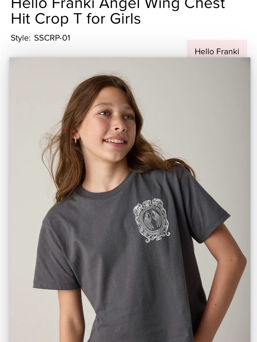 Francesca's Collections Charcoal Gray Angel Wing Graphic Tee
